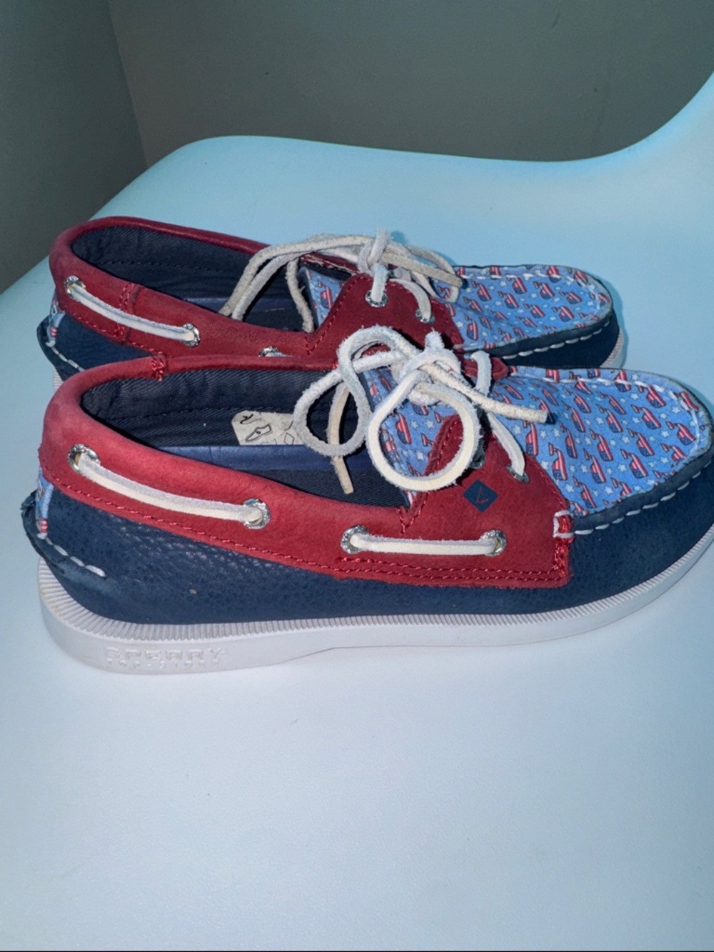 Vineyard Vines Red, Navy & Light Blue Kids Boat Shoes